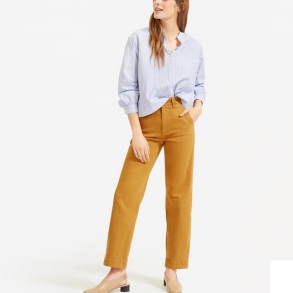 Everlane The Straight Leg Crop High Waist Pants - Ochre Mustard Yellow 6S - Picture 1 of 9